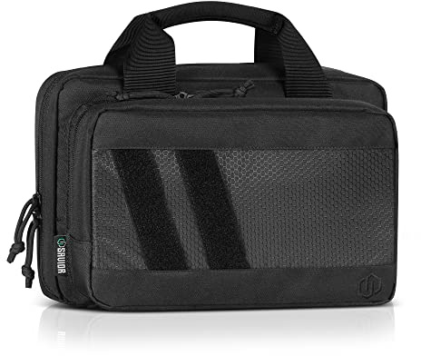 Savior Equipment Specialist Series Tactical Double Scoped Handgun Firearm Case Pistol Bag For Outdoor Hunting Shooting Range, Lockable Compartment
