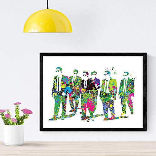 Nacnic Poster Reservoir Dogs Watercolourartentwurf. Filmblätter, Filme und Schauspieler. Alte Filmplakate mit Aquarell-Stil. A4-Format