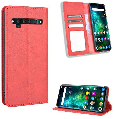 Jielangxin Cover per TCL 10 PRO,Custodia in Pelle Custodia per TCL 10 PRO T799B T799H / T1 PRO Custodia Case Cover Red