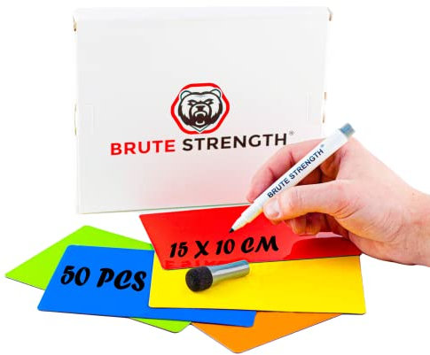 50 Beschreibbare Magnete 15 x 10 cm mit Whiteboard Marker für Scrum, Agile, Kanban oder Lean - Mix - 5 Farben