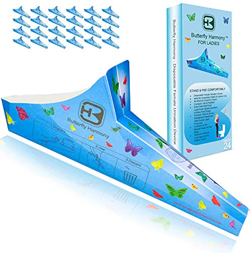 Butterfly Harmony S3 (8 Trichter) Einweg-Papier-Uriniergerät, Frauen-Urinale, tragbar, Toiletten-Trichter, Urinal für Camping, Wandern, Urin-Urin-Geräte für Reisen, sie Mädchen und Frau