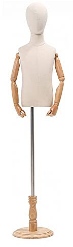 ZRY Schneiderpuppen Weibliche Torso Schaufensterpuppe Kinder Schneiderbüste einstellbar, zum Kinderbekleidungsgeschäft Schaufenster, Massivholzbasis, 4 Stile (Color : C, Size : 6 Years Old)