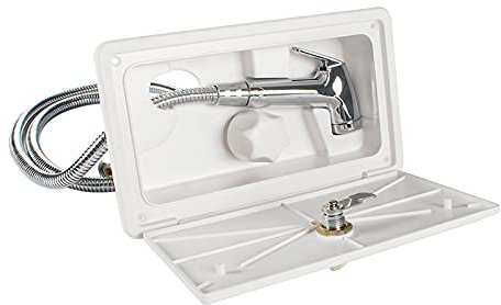 SunniMix RV Exterior Exterior Ducha Portátil Barco de Acero Inoxidable Camper Cocina Autocaravana Caravana Van - Blanco
