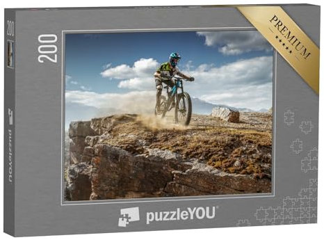 puzzleYOU: Puzzle 200 Teile „Mountainbiker über dem Abhang“ – aus der Puzzle-Kollektion Sport