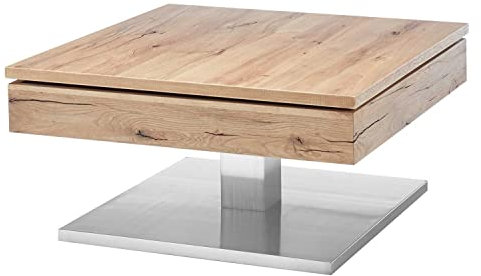 Couchtisch - Asteiche furniert - Edelstahlgestell - 75 x 75 cm