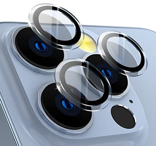 CloudValley Caméra Arrière Protecteur Compatible avec iPhone 13 Pro and iPhone 13 Pro Max, [Alliage d'aluminium], Couverture Complet & 9H Dureté Film de Protection Caméra Lentille, Transparent