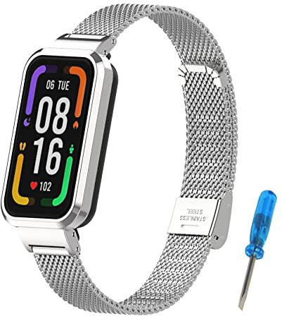 SenMore Bellissimo Cinturino in Acciaio Inossidabile Sostituibile Braccialetto in Metallo Compatibile con Xiaomi Redmi Smart Band Pro