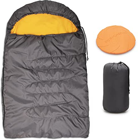 Xepilu Pond Dog Sleeping Bag - 45.2 x 29, Waterproof Outer, Fleece Inner, Portable, for Medium Dogs- with Frisbee and Storage Bag