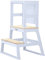 Baby Vivo Lernturm aus Holz - Tower Küche Kindermöbel Learning Tower - Schemel Lerntower für Kinder ab dem Stehalter - Tritthocker mit Tafel Montessori Küchenhelfer Lernstuhl in Weiß