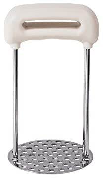 Potato Masher, Stainless Steel Potato Reicer with PP Material Handle, Food Masher Utensil, Hand Masher, Vegetable Fruit Mash, Dishwasher Safe (WHITE)