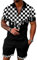 Osheoiso 2 Teiliges T-Shirt und Hosen Sets Herren Polo Shirt Shorts Jogginganzug Druck Freizeitanzug Mode Outfit Kurze Sweathose für Männer Sommer Freizeitanzug A 8 M