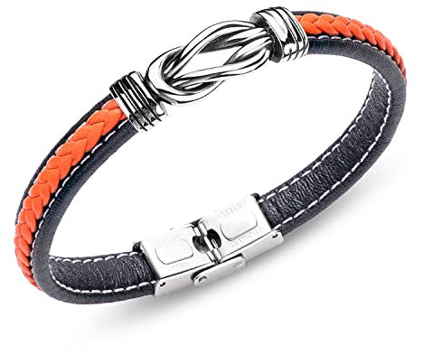 AURSTORE Bracelet homme femme en cuir tressé (8mm) Bracelet noeud unisex Orange