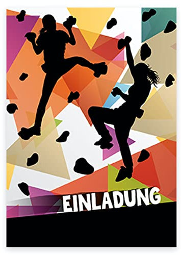 Handarbeit - Lieblingsladen 12 Premium Einladungskarten zum Kindergeburtstag Klettern climbing + 12 Umschläge, Postkarte, 14,8x10,5cm, mit vorgedrucktem Text Einladung Karten Kinder Kids birthday