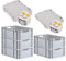 PROREGAL SuperSparSet 5x Eurobox NextGen Grip mit Scharnierdeckel und gelben Schiebeschnappverschlüssen, HxBxT 22x40x60cm, 44 L, Grau, Griffe offen, Eurobehälter, Transportbox