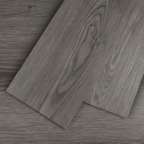Mysflosy Vinylboden Selbstklebend, PVC Bodenbelag holzoptik wasserdicht, Graue Eichenfarbe 15,24cm x 91,44cm vinyl bodenbelag, 16 Dielen, Abdeckung 2,23m²