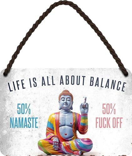 schilderkreis24 - Blechschild Balance des Lebens - Yoga & Attitüde, 18x12 cm