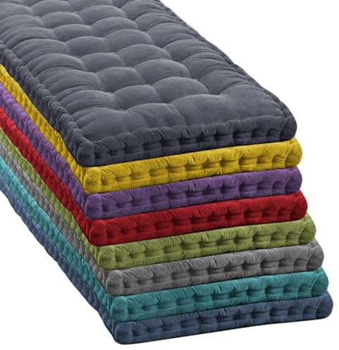 qing yun Dicke 8cm Samt Bank Kissen 2/3 Sitzer 100/120cm,Baumwolle Flauschige Lange Bank Sitzkissen Pad für Garten/Haus/Essen/Patio/Schaukel (150 * 50cm,Dunkelgrau)