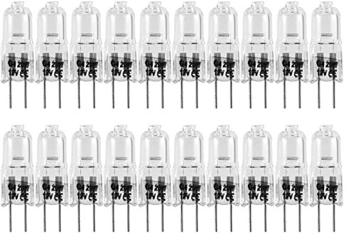 Seprendi 20 Stück G4 Halogenlampen, 20 W, 12 V Halogen-Leuchtmittel, 2-polig, klar, für Herd-Beleuchtung, Signallichter, Schienen