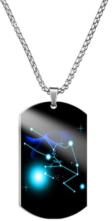 Caimeytie halskette für herren,halskette edelstahl männer,sternzeichen anhänger,kette konstellation,astrologie kette,60CM,Geschenk für Männer,Erkennungsmarke,Stier