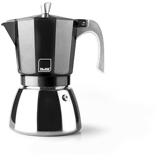 IBILI - Cafetera express Elba Black, 3 tazas, 150 ml, Aluminio fundido, Base de Acero Inoxidable, con reductor para 2 tazas Apto para inducción