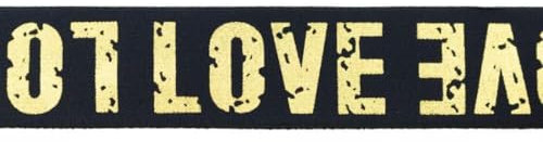 Gummiband Elastic-Band LOVE | Goldprint | 40mm | Preis gilt für 1 m | Meterware | 7 Farben (marine)
