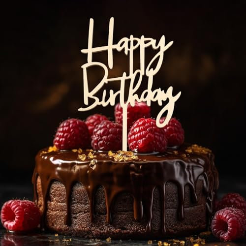 DazzJoy Happy Birthday Tortendeko Holz,Tortendeko Geburtstag aus Holz,Cake Topper Happy Birthday,Tortenstecker für Geburtstagstorte,Kuchendeko Torten Topper für Mädchen Jungen Frauen Mann