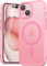 Natiiozie Magnetica Cover per iPhone 15 Compatibile con MagSafe Custodia Traslucida Opaca Posteriore, Antiurto Anti-impronta Resistente ai Graffi Protettiva iPhone 15 Case,Rosa