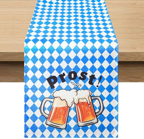Aitsite Oktoberfest Tischläufer, Bayrisch Blau Weiß Partytischdecke für Oktoberfest Deko, Tischdecke Raute Bierfest Party Bayrische Dekoration Tischdecken Oktoberfest Deko 40 x 180 cm (Beer Festival)