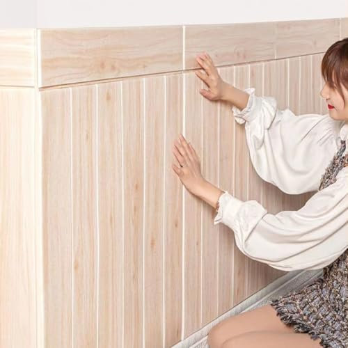 HAILM Wandpaneele 3D Abziehen Und Aufkleben, Wandpaneele Tapete Schaumstoff, 3D Tapete Selbstklebend, Wandverkleidung Kunststoff Einfache Installation,40pcs