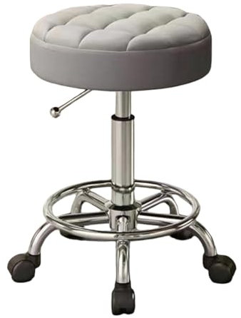 FytStycale Luxuriöser Friseurstuhl mit Verstellbarer Höhe Und Fußstütze, Stilvoll Gestaltet, Grau