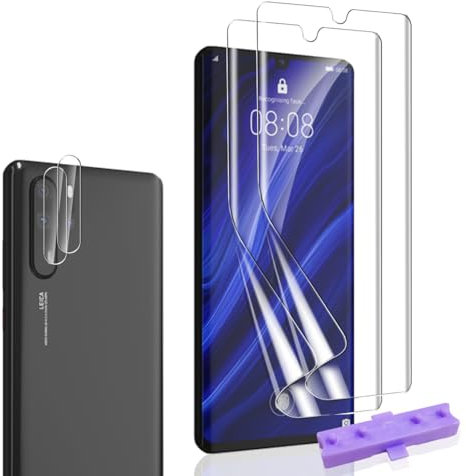 Bekiikoo Schutzfolie für Huawei P30 Pro und Panzer Schutz Glas Kamera [2+2 Stück], Blasenfreie, Anti- Kratzer, HD Vollständige Abdeckung, Weich TPU Folie, Panzerfolie für Huawei P30 Pro Schutzfolie