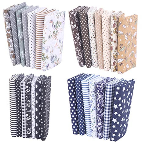 HAWILLOSCH 28stücke Teiliges Aus Lustigen Patchwork-Stoffen Aus Baumwolle Kaffee Blau Und Baumwollstoffe Für Nähprojekte Kinderbekleidung Heimdeko Und Mehr