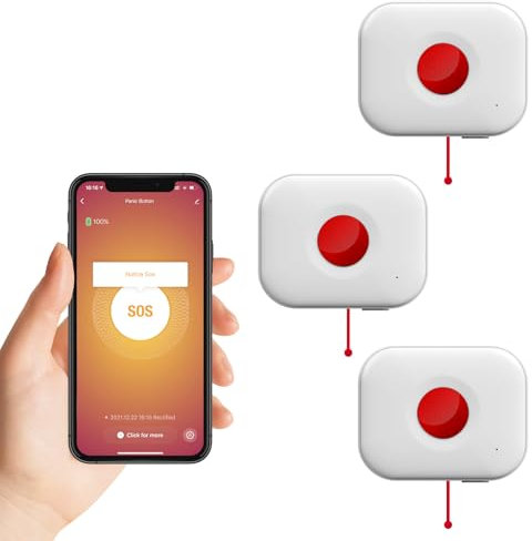 Wolf Guard TUYA Pulsante di emergenza SOS WiFi con cavo di trazione, per amico anziano disabile bambino, sistema di allarme sanitario Smartlife APP promemoria remoto (Stile coulisse (set di 3))