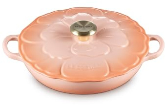 Le Creuset Signature Enameled Cast Iron Petal Braiser, 2.25qt., Peche w/Light Gold Knob