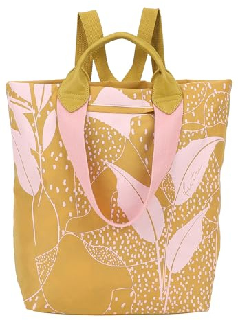 Fritzi Ju Limited Leaves Lighty Curry Rose Rucksack Nylon Damen Backpack Freizeit Alltag mit Reißverschluss verstellbaren Schultergurten 38 x 30 x 17 cm, Rosa
