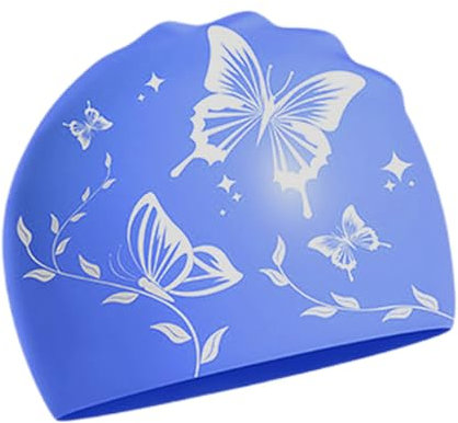 Culinavog Gorro Natacion Mujer, 1 Pieza Silicone Elástico Gorros de Piscina, Swimming Cap Impermeable para Mujeres, Swimming Cap de Silicona Elásticos Suave para Adultos, Niñas, Mujeres (Azul)