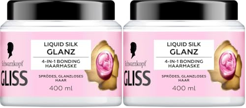 Gliss 4-in-1 Kur Reparatur Liquid Silk (400 ml), Haarkur mit HAPTIQ System & Seide für geschmeidiges Haar voller Glanz, Haarmaske für sprödes, glanzloses Haar (Packung mit 2)