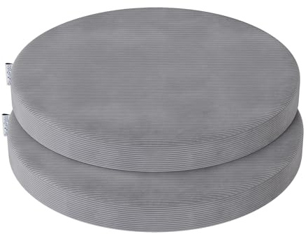 PRIMEPATIO Rund Stuhlkissen Set (2er, Hellgrau) 40x40x5cm - Hochdichte Schaumstoff-Sitzauflage für Küchenstuhl, Gartenstuhl - Waschbar Bezug Indoor/Outdoor