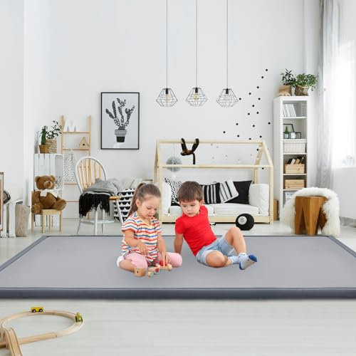 Meulbaty Spielmatte Baby 200x200cm XXL | Wolkenweiche Krabbelmatte mit Memory Schaum 3,5cm | Rutschfester Kinderteppich | Baby Krabbeldecke & Tatami Matte fürs Kinderzimmer