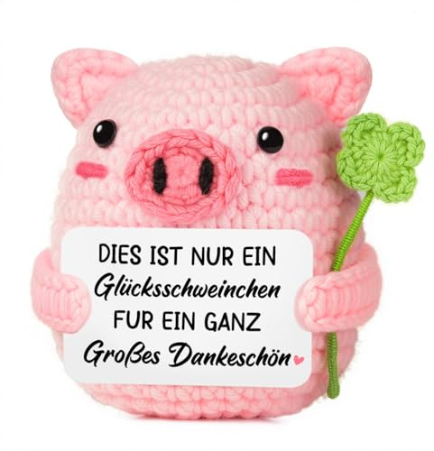 Gleevara Dankeschön Geschenke Klein, Glücksschweinchen- Dankeschön- Modell | Glücksschweinchen mit Glücksklee, Danke Geschenk für Familie Freunde Erzieherin, Abschiedsgeschenk Kollegen Lehrer