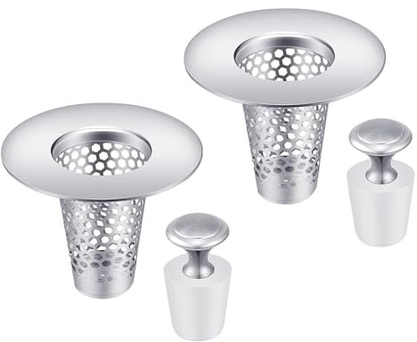 Passoire de vidange de salle de bain avec couvercles - Passoire commerciale pour évier de cuisine - Attrape-débris - En acier - Protection des canalisations de baignoire