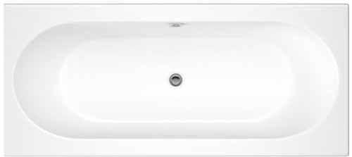 iBathUK Standard Round Double Ended Bath, Modern Straight Edge Design, Compact Space-Saving Fit, Durable and Easy to Clean, Ideal for Contemporary Bathrooms in White Acrylic Tub, 1700x700mm