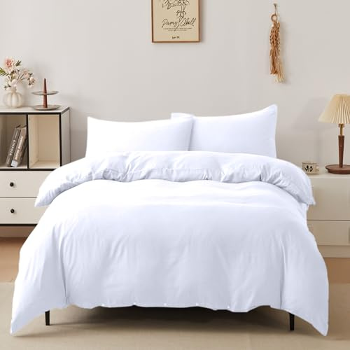Victoria & Carter Single Duvet Cover Set with Matching Pillowcase – Soft Microfibre Bedding for Single Bed – Lightweight, Easy Care Duvet Cover with Button Closure (White)