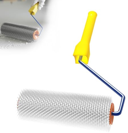 RegalEmpire 230mm Spiked Roller with 13mm Teeth, Epoxy Floor Leveling Construction Spiked Roller with Sleeve, Self Leveling Cement Tool (9 Inch)