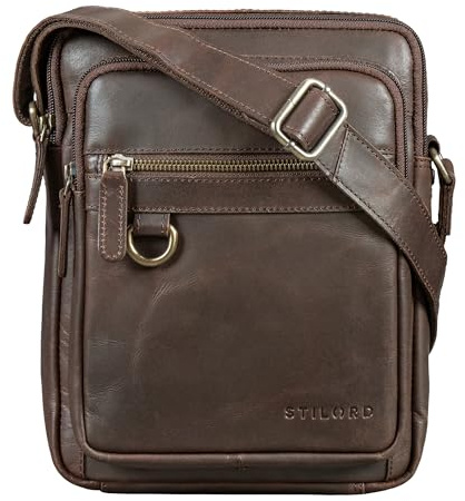 STILORD Orion Crossbody Tasche Herren Leder Kleine Umhängetasche Echtleder Vintage Herrentasche Messenger Bag 10,9 Zoll iPad Tasche Farbe:schwarz