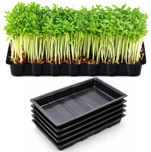 Thrink 5 x Plastic Seed Trays Without Drainage Holes for Gardening, Heavy Duty Multipurpose Propagation & Base Trays for Seedlings, Pots & Greenhouse Use, Leak Proof Reusable Plant Trays