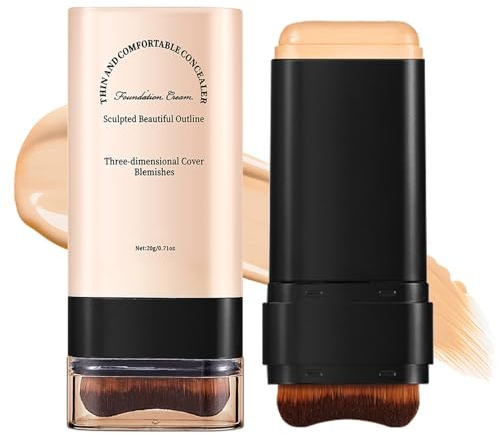 Full Coverage Foundation Stick, Double Head Longwear Concealer & Contour Stick, Wasserfest & Wischfest 2in1 Cremestift, Mehrzweck Abdeckcreme, Feuchtigkeitsspendend Formel, Matt Finish, Alle Hauttypen