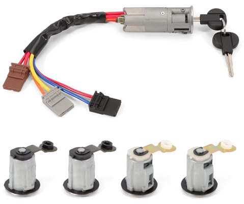 Konuooer Cerradura de encendido para dirección para Berlingo Partner XSARA | 4 cerradura de puerta principal + 2 llaves 252522 96244156 9170 G3