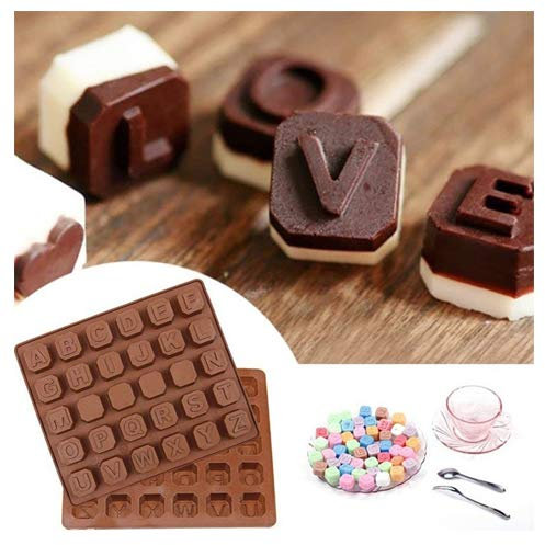 Selecto Bake - 26 lettres de l'alphabet - Moule à chocolat pour décoration de gâteau d'anniversaire, moule en silicone pour chocolat, bombes de chocolat chaud, gelée de fête, glaçons,savon