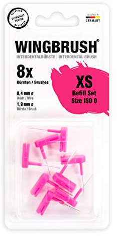 WINGBRUSH® Interdentalbürste Refill-Set XS (ISO 0) 8 x Wechselbürsten + Reiseetui | Bekannt aus Die Höhle der Löwen